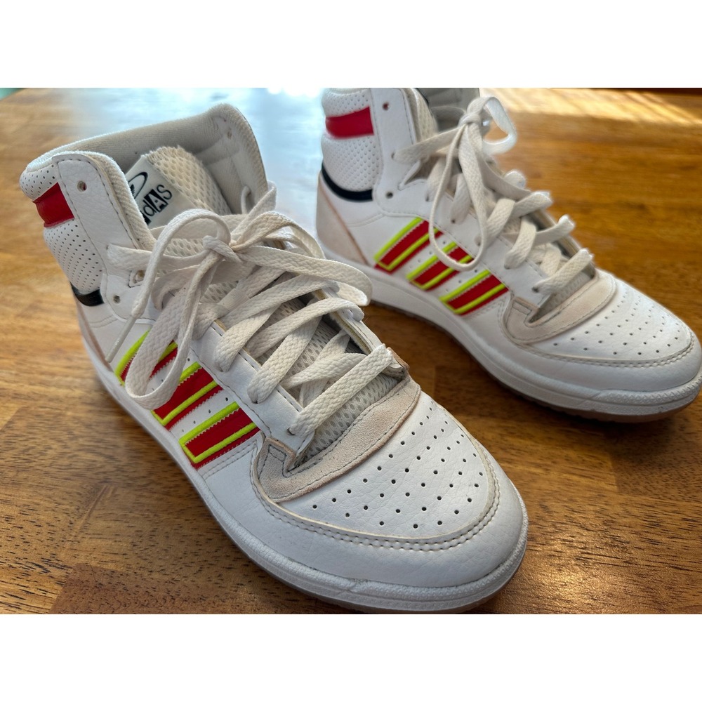 Adidas Top Ten Hi White Red Lime Green Mens Sneakers GY8374 Size 5.5